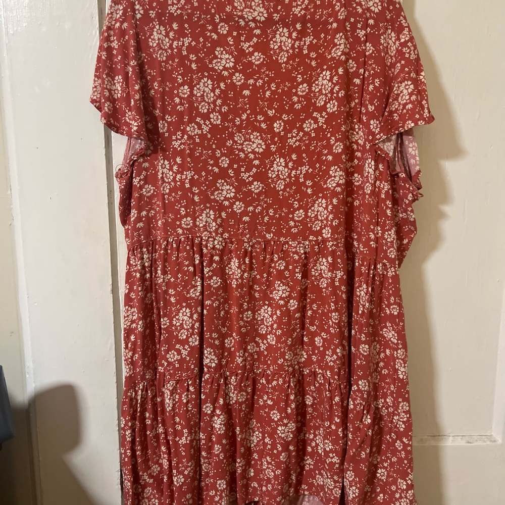 True Craft Brick Red Floral Dress - Picture 5 of 6